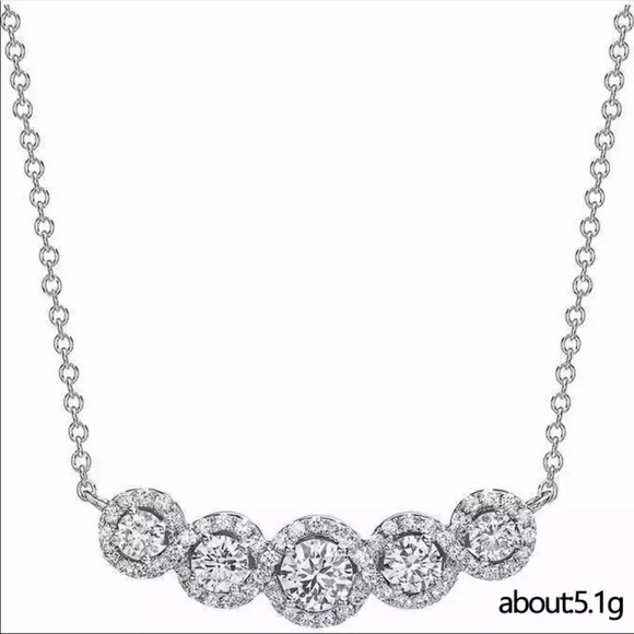 New Women’s 925 Silver Anniversary Gift Diamond Necklace - Picture 5 of 5